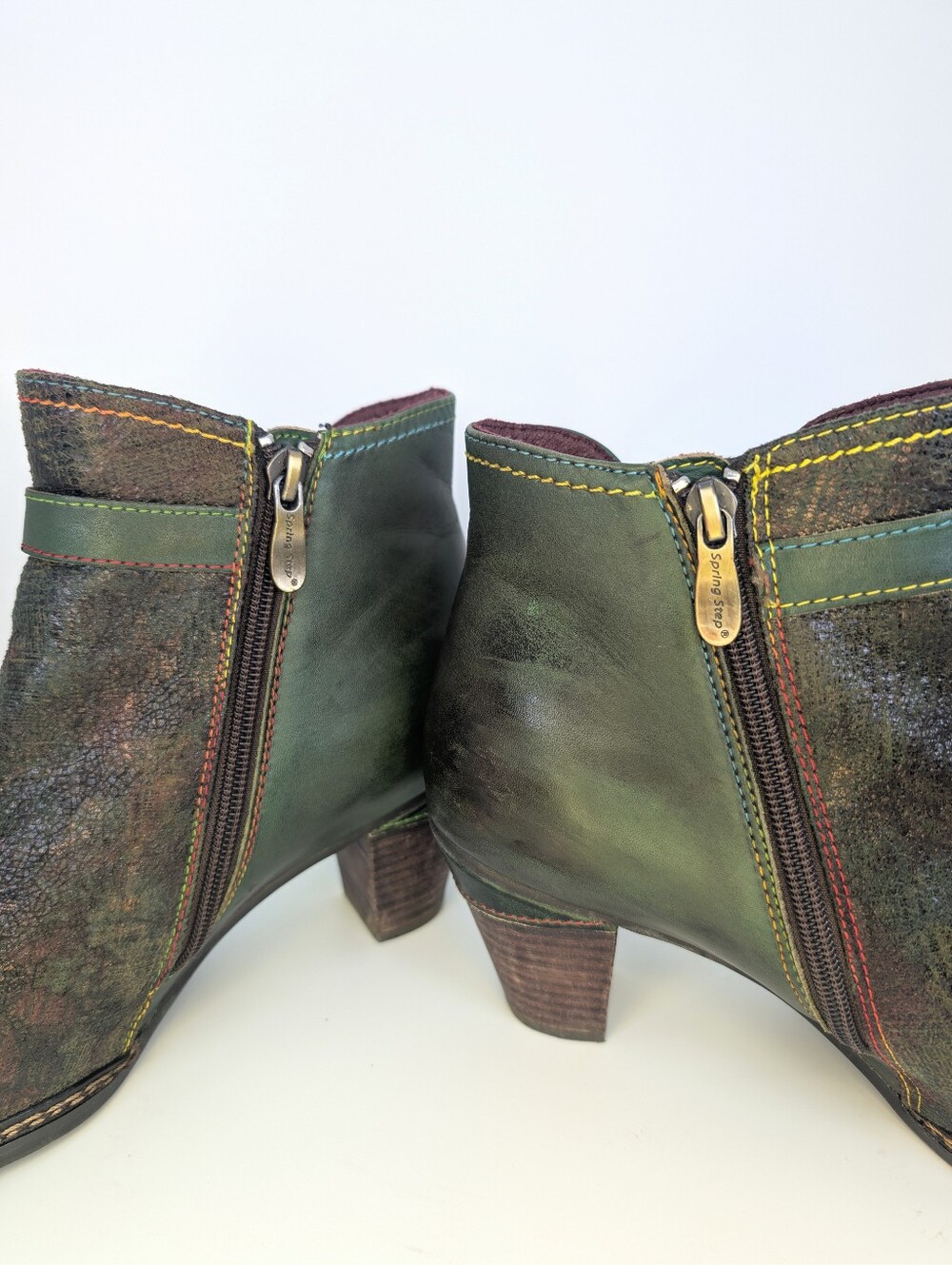 Spring Step L’Artiste Leather Ankle Boots Green Booties Size 8 Read Description! - Picture 9 of 15